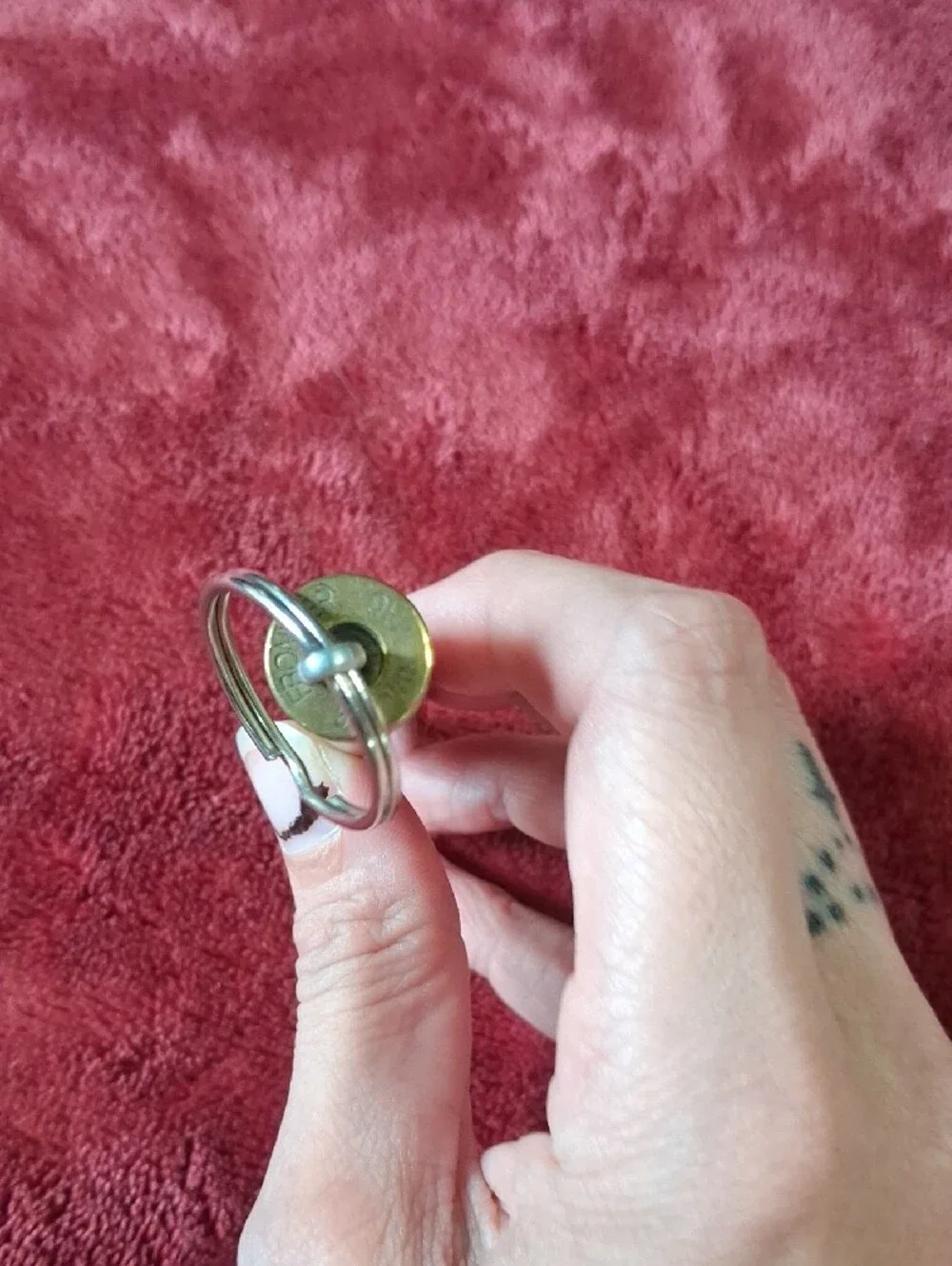 Brass Bullet Keychain with Silver Ring